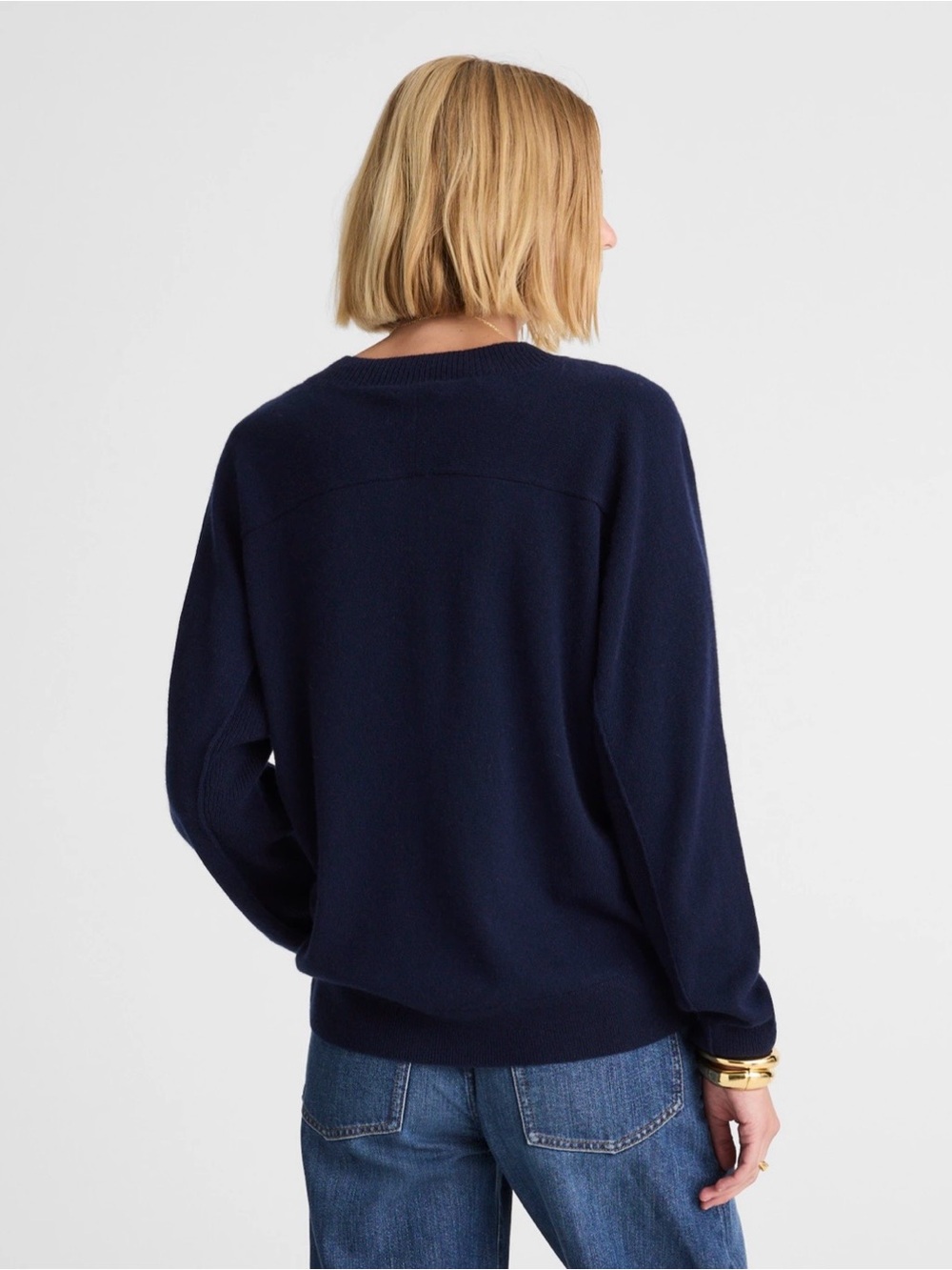 NWT! MADEWELL Women’s Cashmere V-Neck Sweater in Dark Cosmos Navy Size XS - Picture 10 of 12